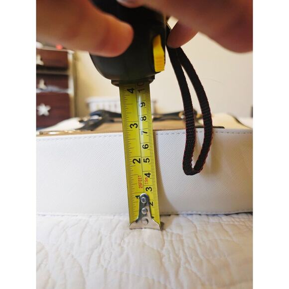 Dehite White Bible Storage Organizer Tote Bag Colorblock Pattern & Gold Charm - Picture 8 of 12